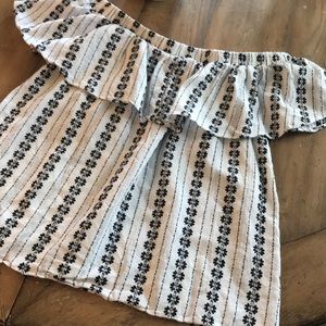 Off the shoulder black and white top
